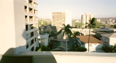 This is the view from our apartment looking windward (which, in the tropics, is east)